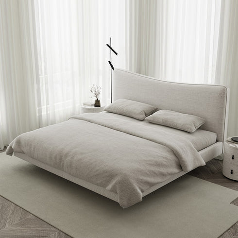 Altresha Linen Fabric Minimalist Floating Bed Frame